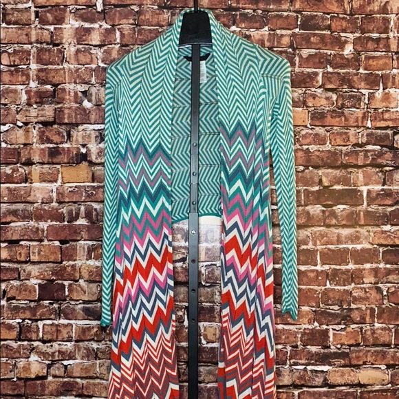BCBGMaxazria- Colorful chevron silk open cardigan - Picture 1 of 1